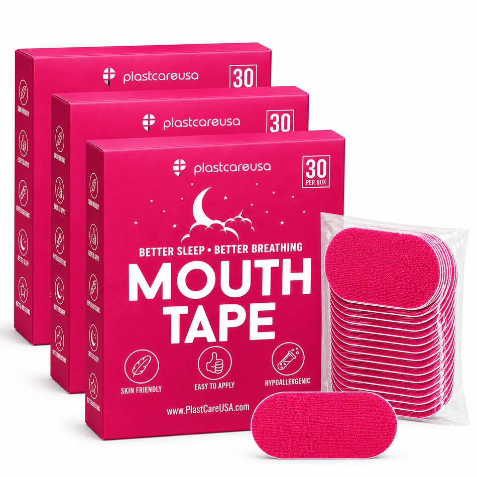 90 Pink Mouth Tape Strips for Sleeping – 3 Month Supply | Nasal Breathing Sleep Tape by PlastCare USA
