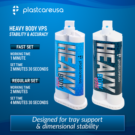 4 x VPS Heavy Body Fast Set Impression Material 50 mL Cartridges, Dental PVS - back view | DoctorSupplies.com