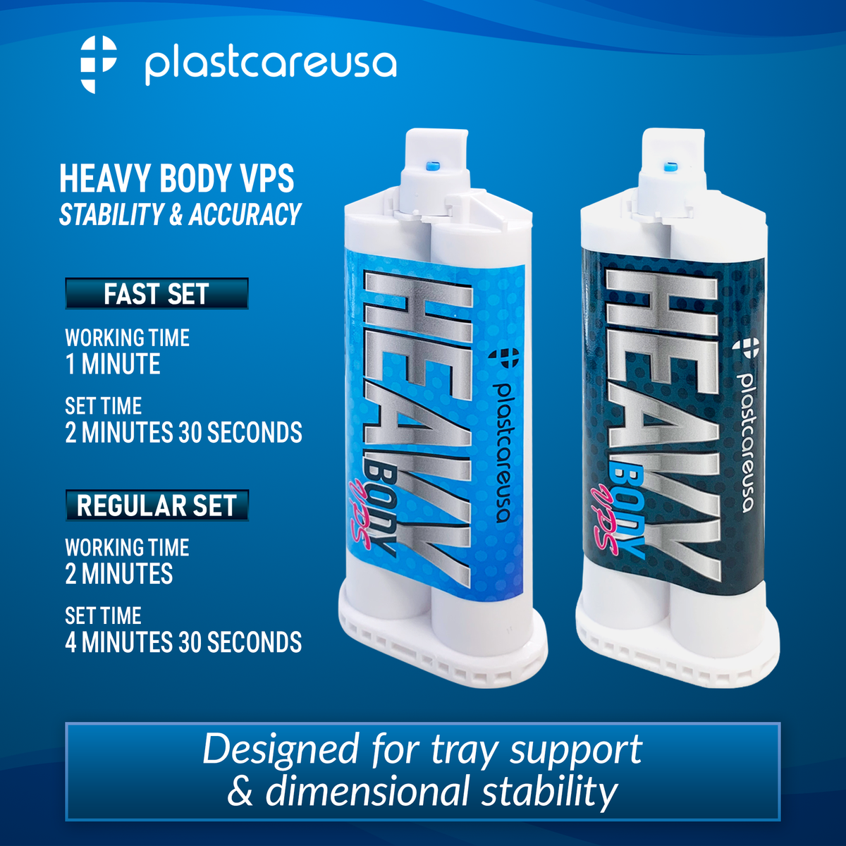 4 x VPS Heavy Body Regular Set Impression Material 50 mL Cartridges, Dental PVS - back view | DoctorSupplies.com