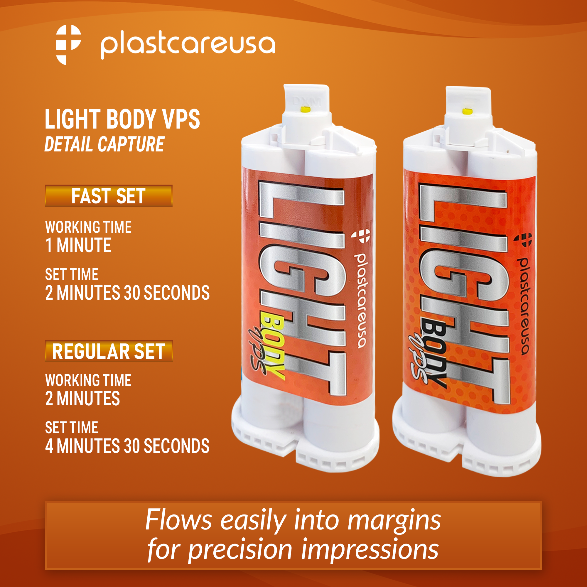 4 x VPS Light Body Regular Set Impression Material 50 mL Cartridges, Dental PVS - back view | DoctorSupplies.com