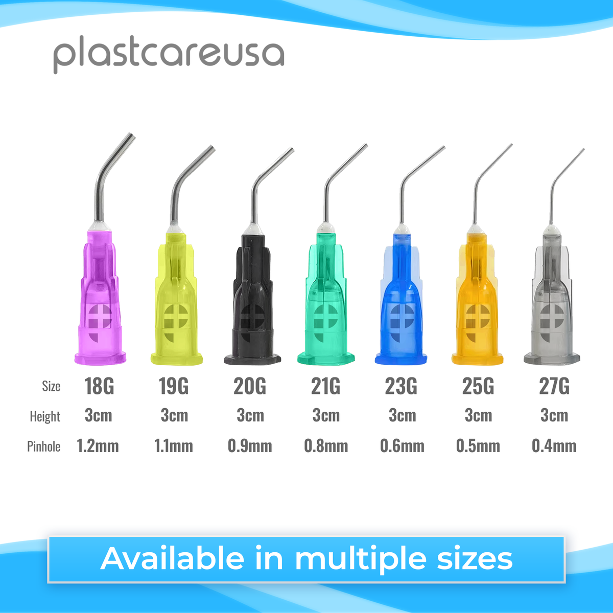PlastCare USA Pre-Bent Applicator Tips 25G Orange (100/Bag) - back view | DoctorSupplies.com
