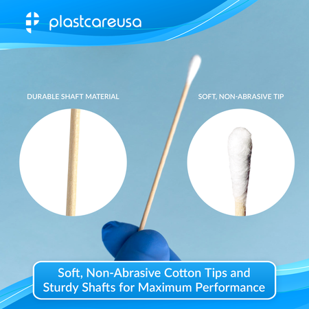 3" Cotton Tip Applicators by PlastCare USA - Box of 1000 - side view | DoctorSupplies.com