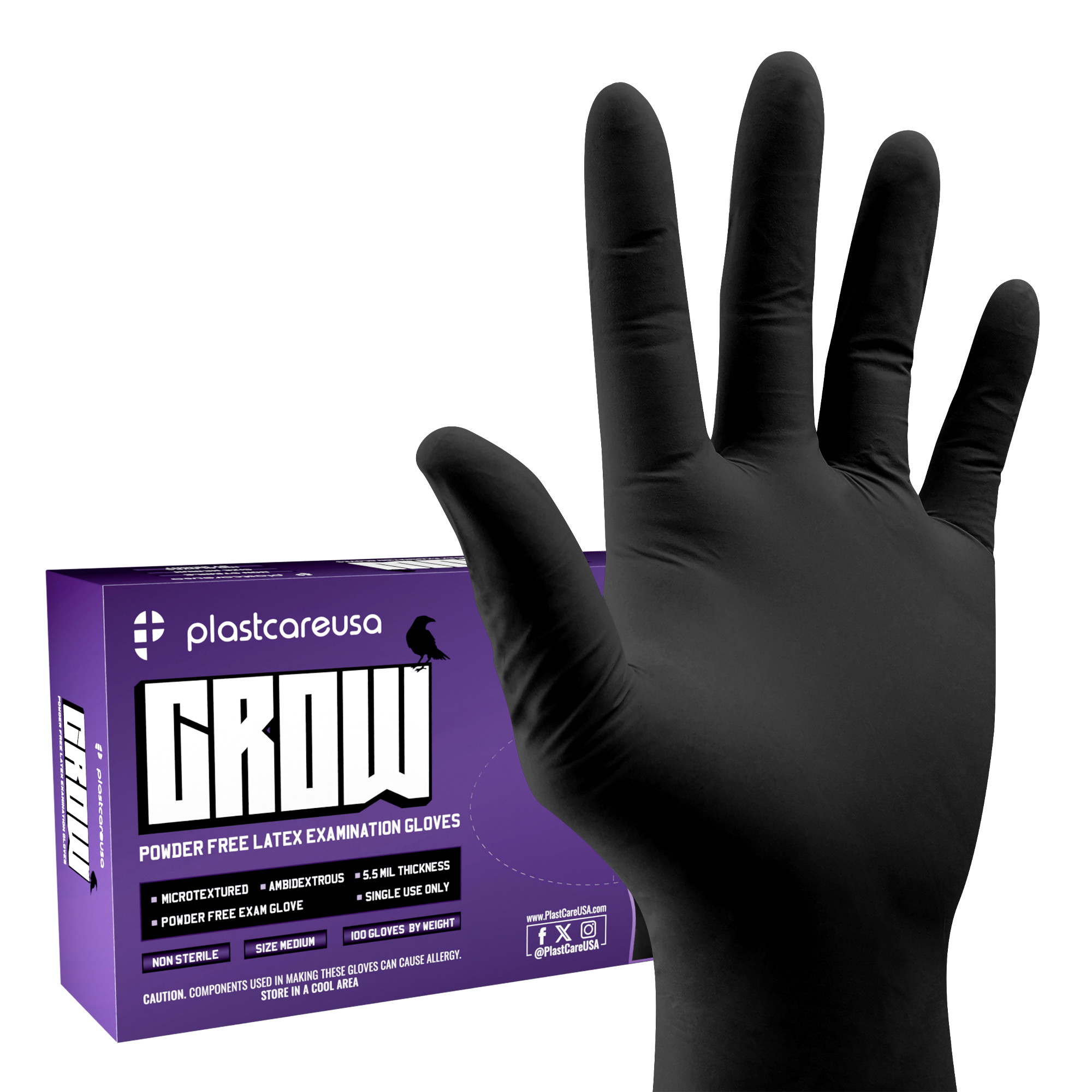 PlastCare USA Black Latex Gloves Medium - Box of 100 | Dental Supply | DoctorSupplies.com
