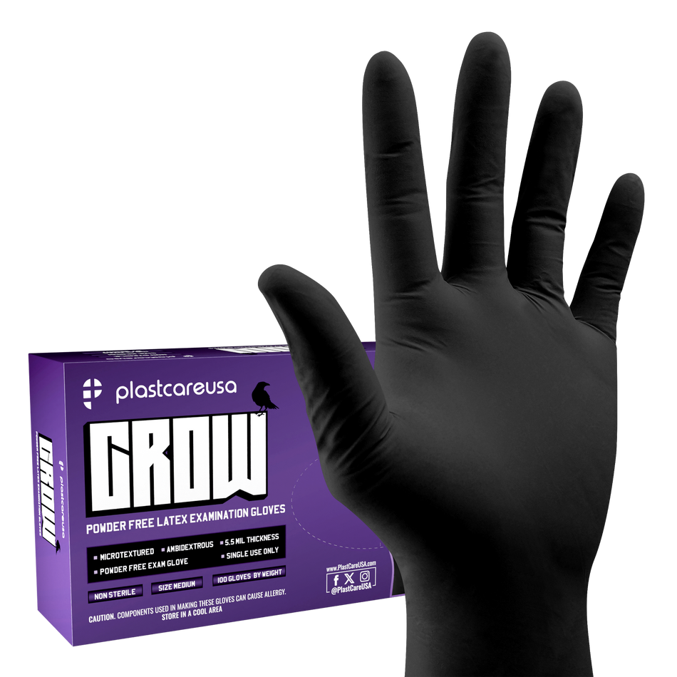 PlastCare USA Black Latex Gloves Medium - Box of 100 | Dental Supply | DoctorSupplies.com