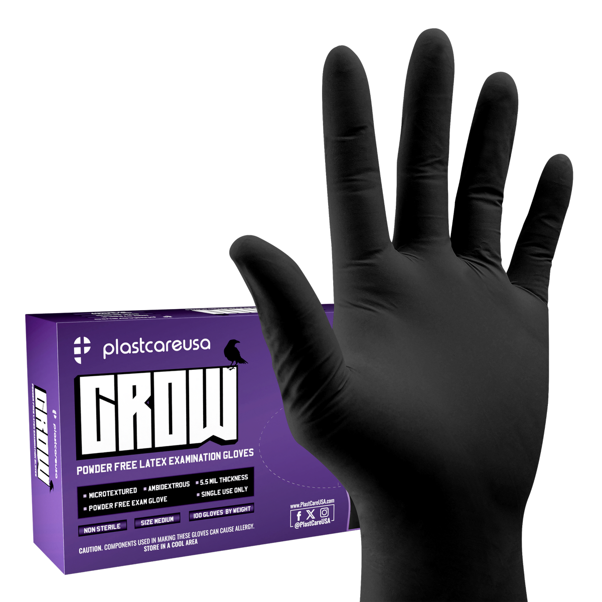 PlastCare USA Black Latex Gloves Large - Box of 100 | Professional | DoctorSupplies.com