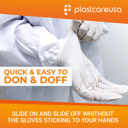 PlastCare USA White Latex Gloves - Large, 1000/Case (10 Boxes) - side view | DoctorSupplies.com