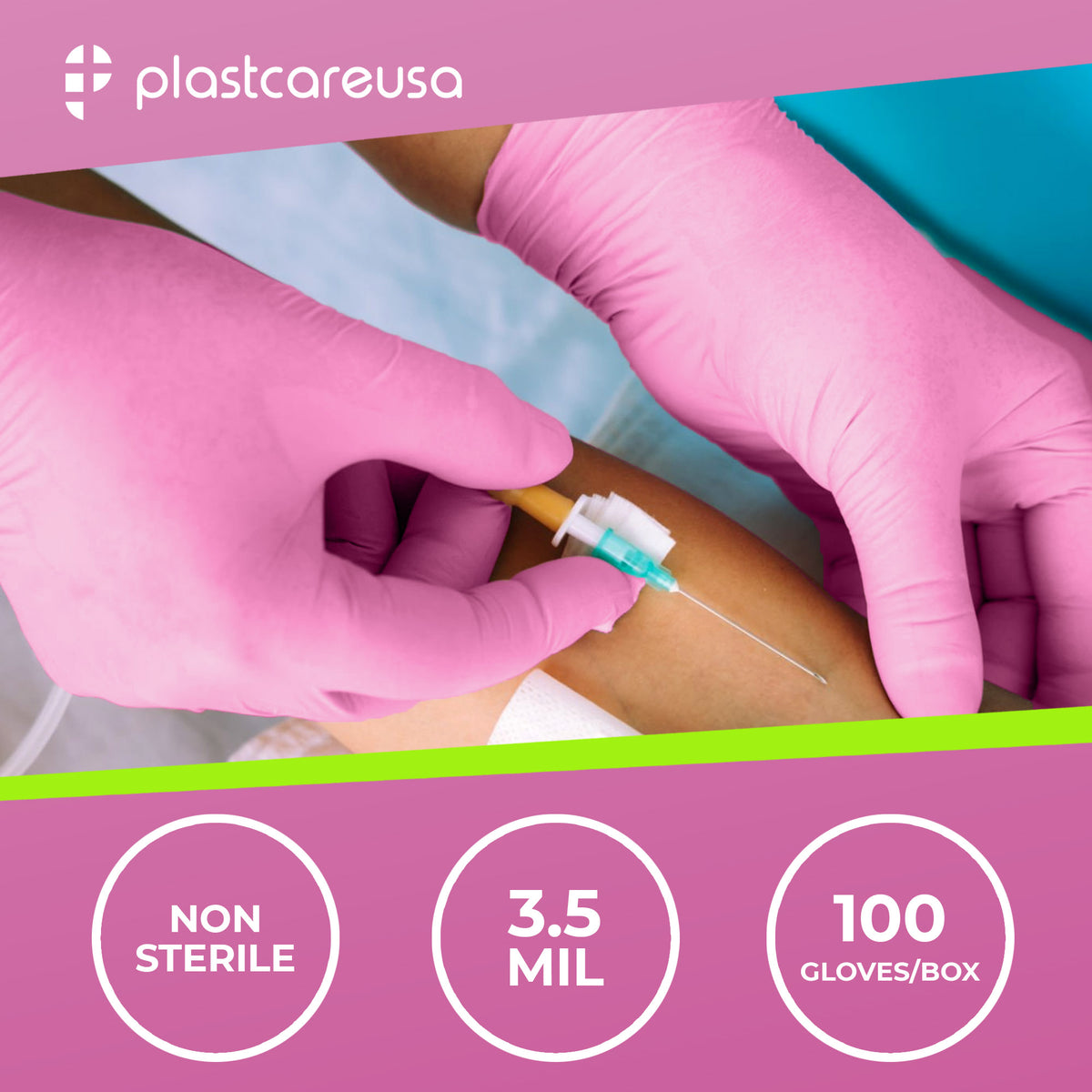 1000 SMALL Pink Nitrile Exam Premium Gloves (Powder & Latex Free), PlastCare USA Bloom - My DDS Supply