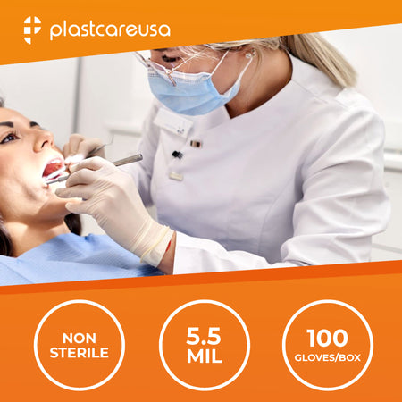 PlastCare USA White Latex Gloves Small - 1000/Case (10 Boxes) - detail view | DoctorSupplies.com