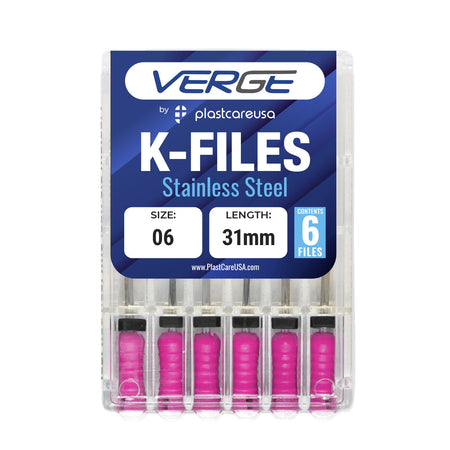 Size 6 Endodontic K-Files 31mm Stainless Steel (6-Pack) | DoctorSupplies.com