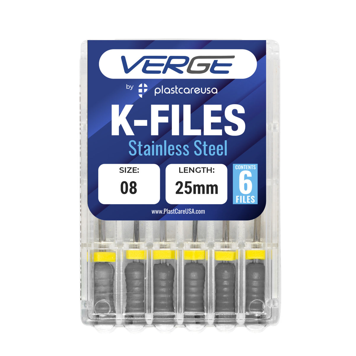 Size 8 25mm Endo K-Files (Stainless Steel) - Pack of 6 | DoctorSupplies.com