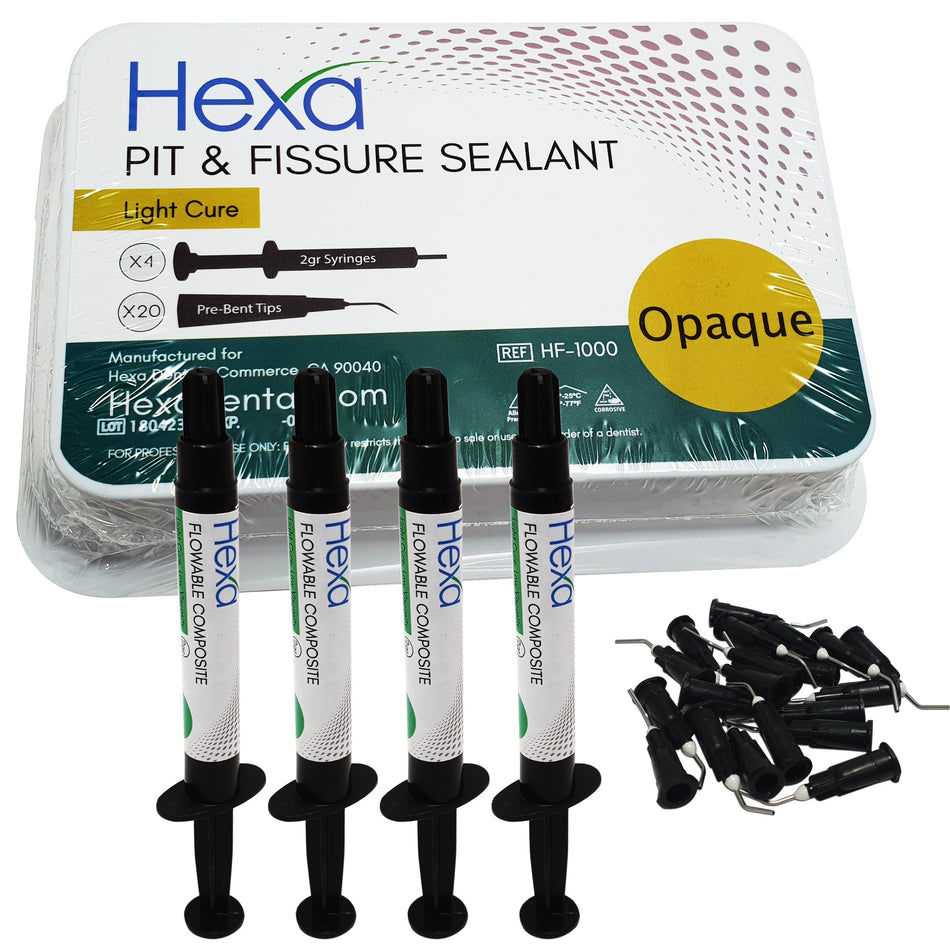 Hexa Pit & Fissure Sealant Kit - Opaque (4 Syringes, 20 Tips) | DoctorSupplies.com