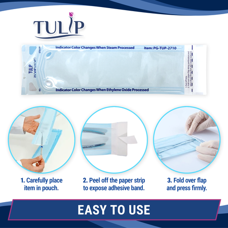 TULIP Self-Sealing Sterilization Pouches 2.75"x10" (200/Box) - front view | DoctorSupplies.com