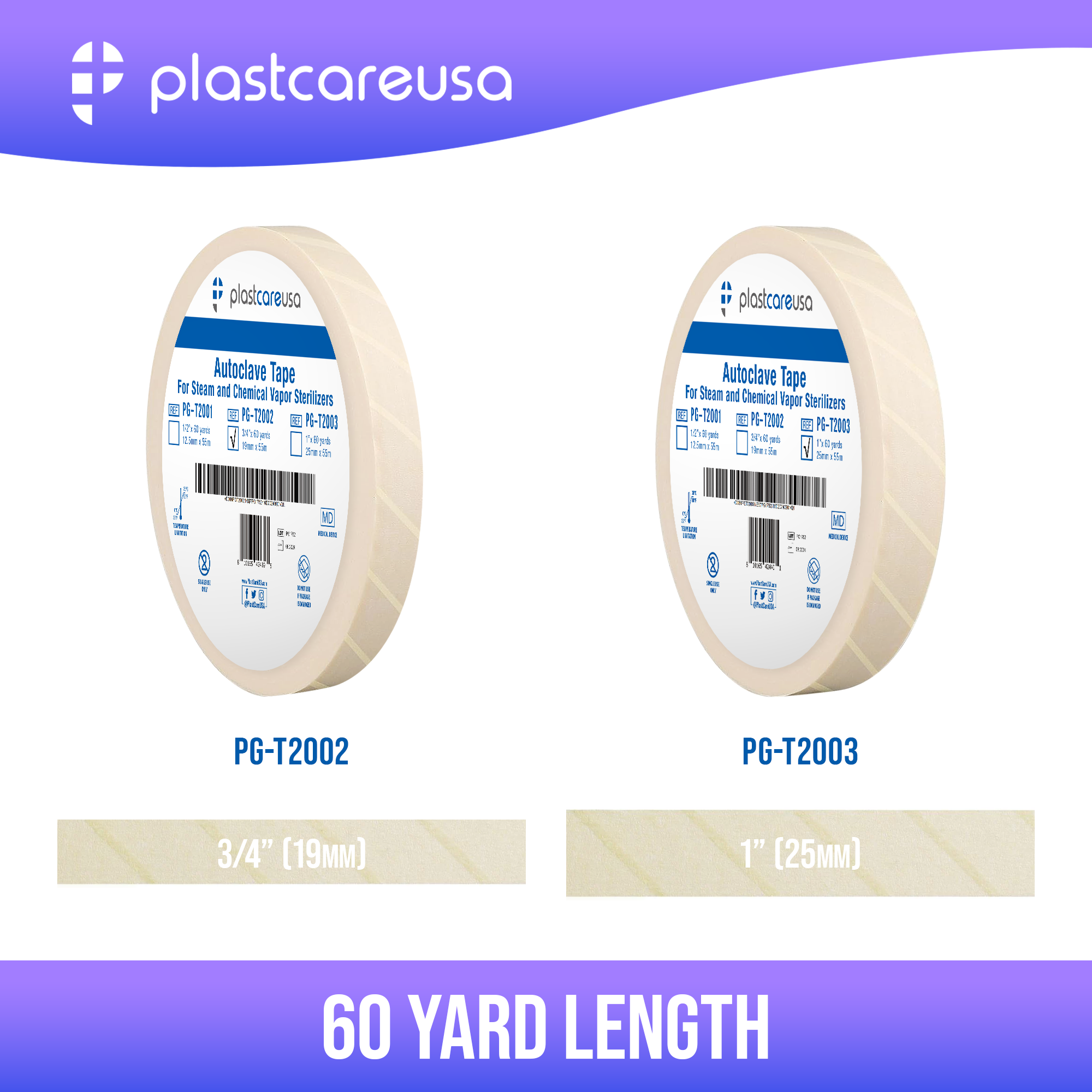 Autoclave Tape 1" x 60 Yards | Sterilization Indicator Tape - front view | DoctorSupplies.com