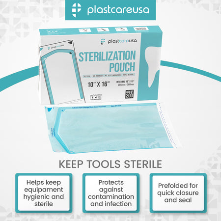 PlastCare USA 10x16 Self-Seal Sterilization Pouches (200/Box) - back view | DoctorSupplies.com