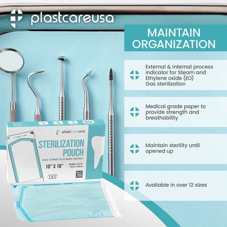 PlastCare USA 10x16 Self-Seal Sterilization Pouches (200/Box) - detail view | DoctorSupplies.com