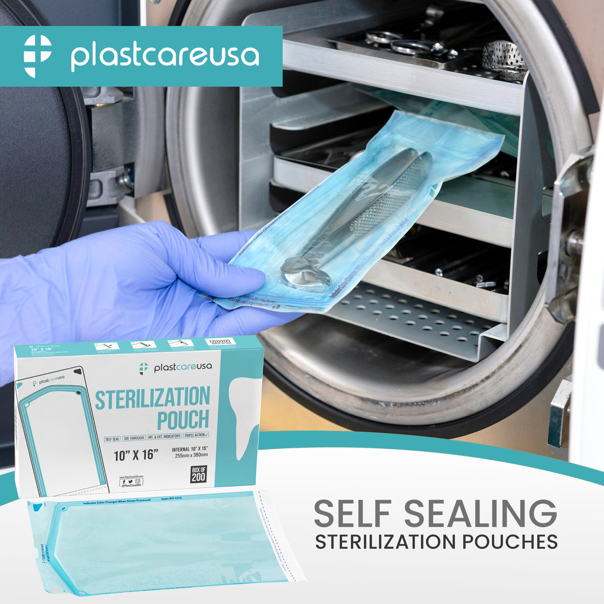 PlastCare USA 10x16 Self-Seal Sterilization Pouches (200/Box) - view 8 | DoctorSupplies.com