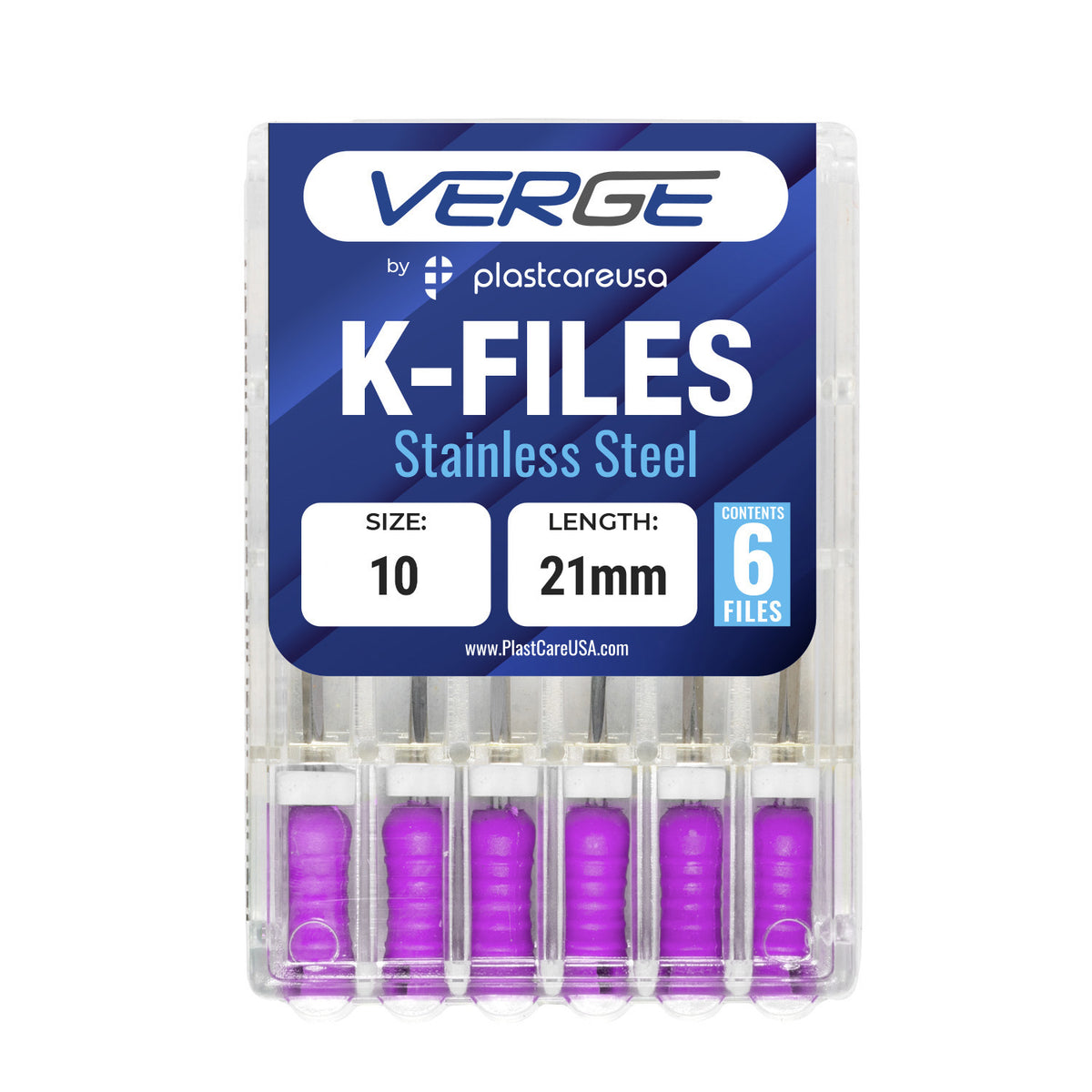 Size 10 Endodontic K-Files 21mm Stainless Steel (Pack of 6) | DoctorSupplies.com