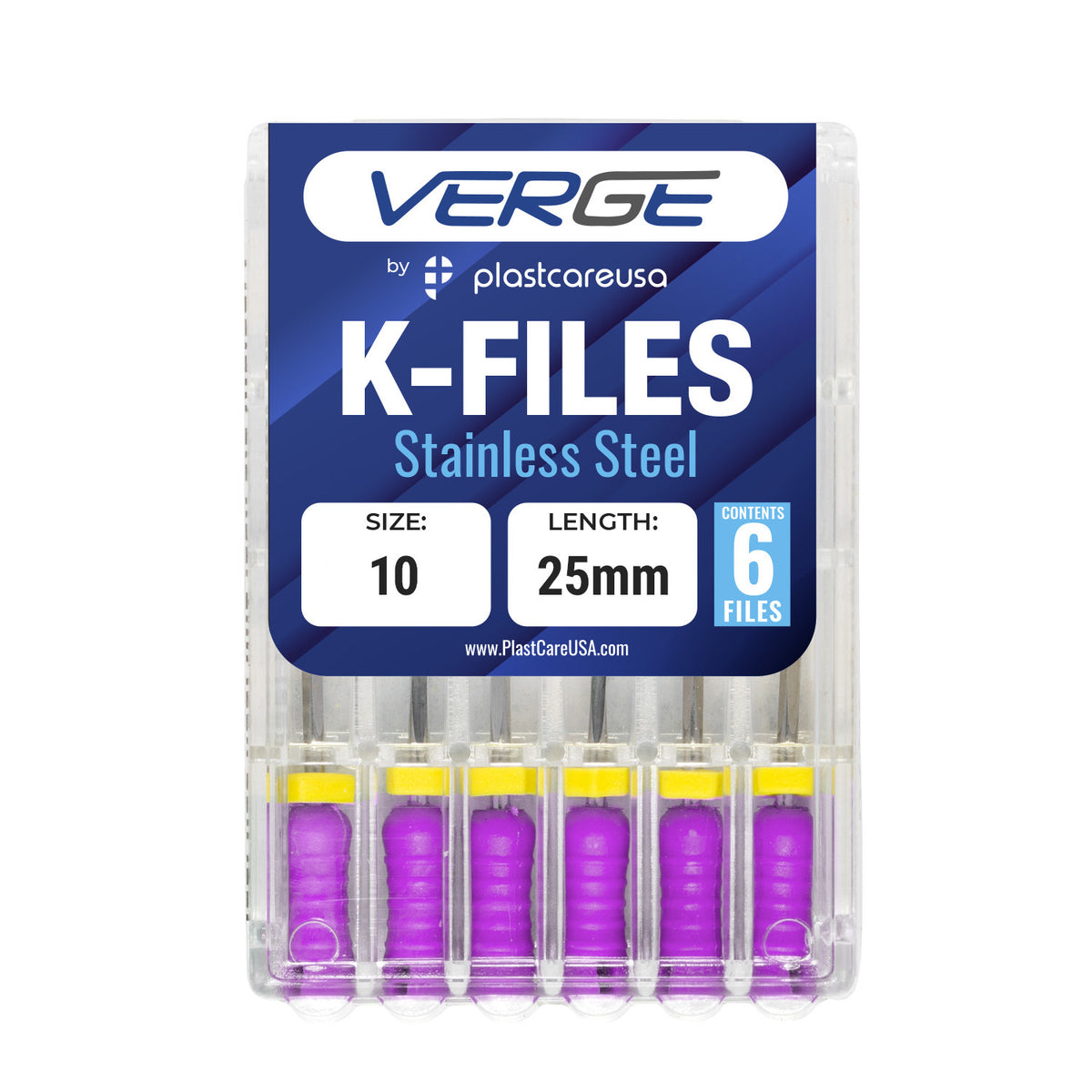Size 10 25mm Endo K-Files - Stainless Steel (Pack of 6) | DoctorSupplies.com