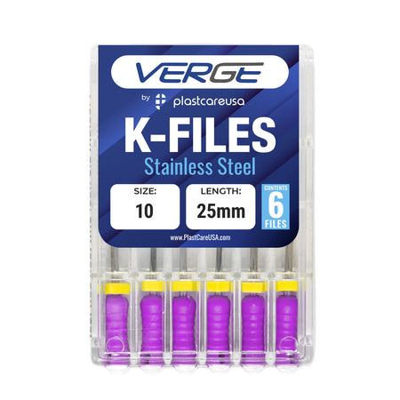 Size 10 25mm Endo K-Files - Stainless Steel (Pack of 6) | DoctorSupplies.com