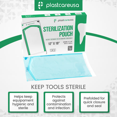PlastCare USA 12x19 Self-Sealing Sterilization Pouches (200/Box) - back view | DoctorSupplies.com