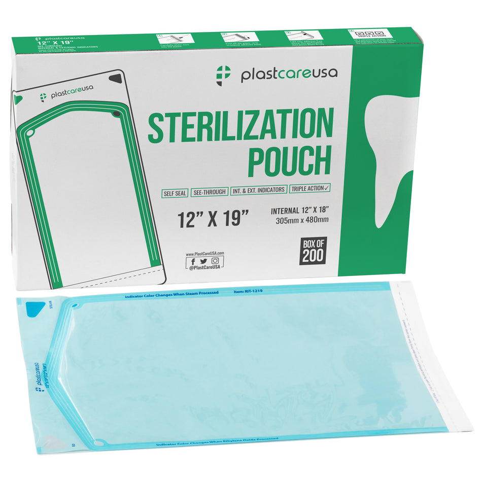 PlastCare USA 12x19 Self-Sealing Sterilization Pouches (200/Box) | DoctorSupplies.com