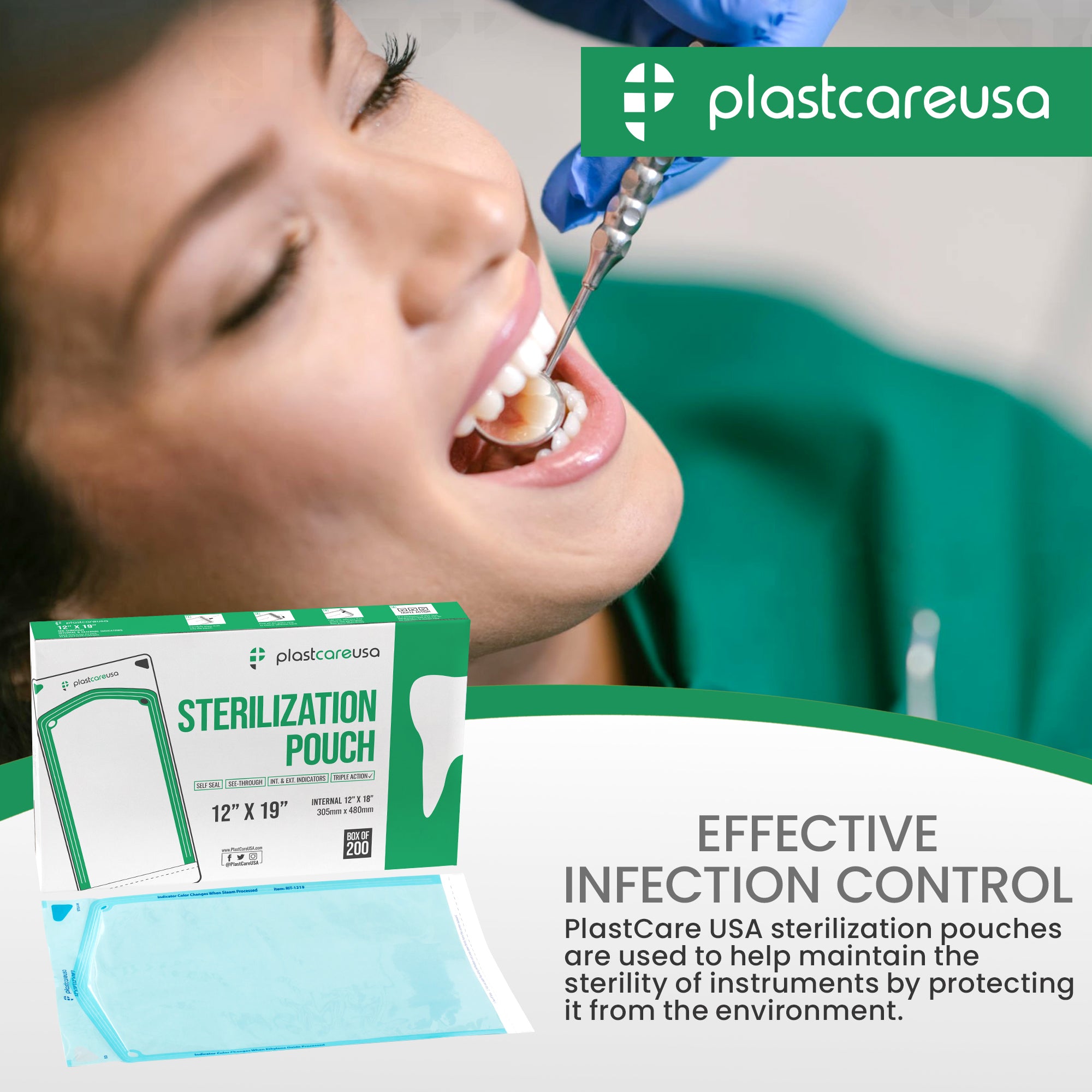 PlastCare USA 12x19 Self-Sealing Sterilization Pouches (200/Box) - in use | DoctorSupplies.com