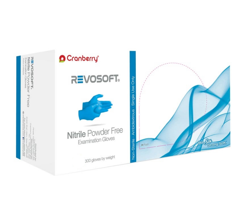 Cranberry Revosoft Nitrile Exam Gloves - Medium, 300/Box - front view | DoctorSupplies.com