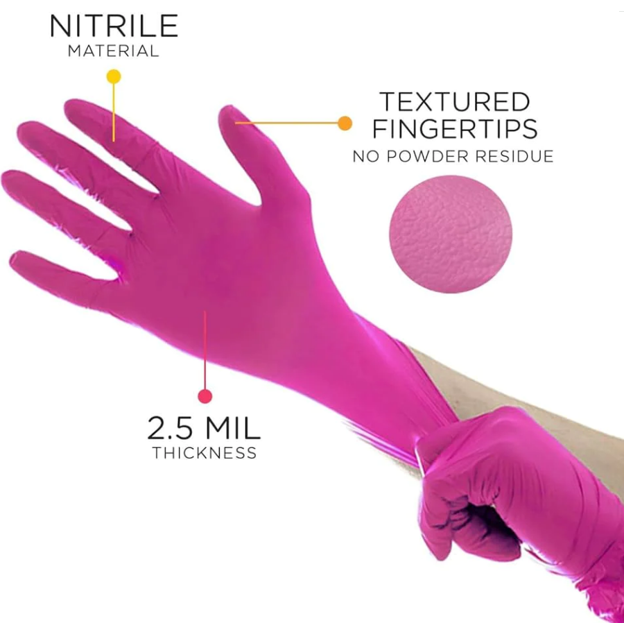 Aurelia Blush Pink Nitrile Gloves XS - 2000/Case (2.5 Mil) - front view | DoctorSupplies.com