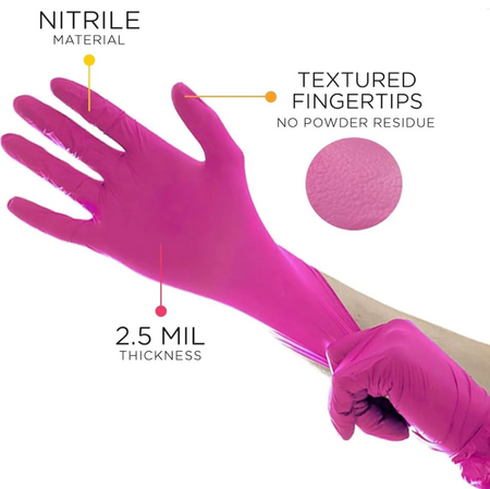 Aurelia Blush Pink Nitrile Gloves XS - 2000/Case (2.5 Mil) - front view | DoctorSupplies.com