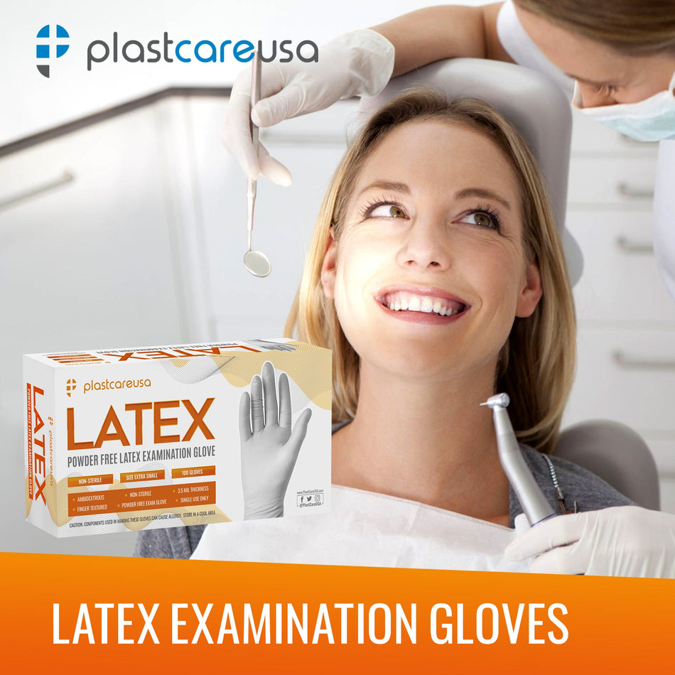 PlastCare USA XL White Latex Gloves 1000ct - Professional Grade - front view | DoctorSupplies.com
