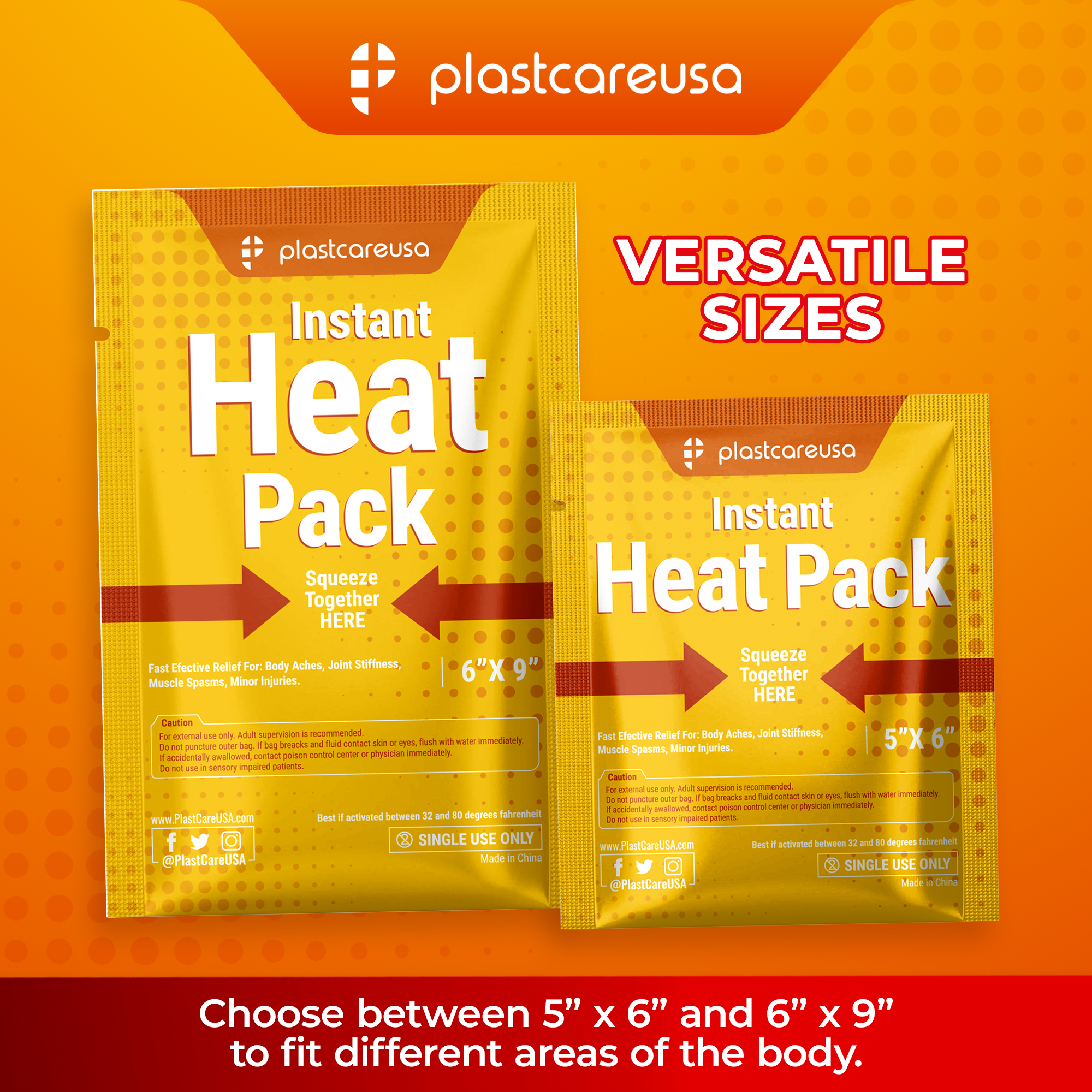 6x9 Instant Heat Packs - Pain Relief (Case of 25) - front view | DoctorSupplies.com