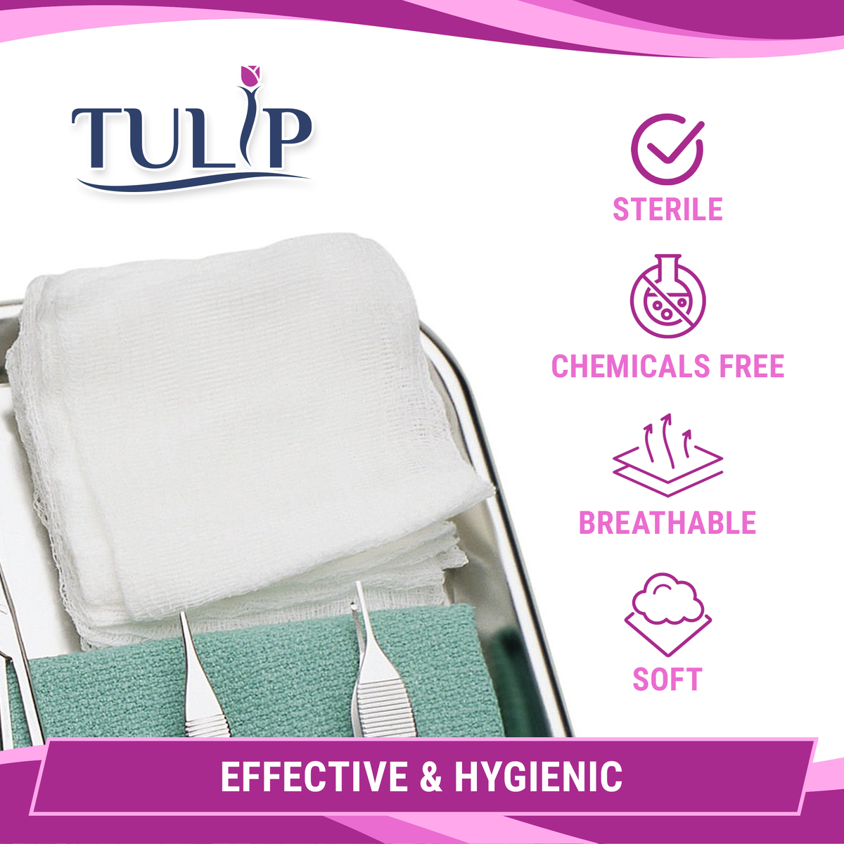 TULIP 4x4 Non-Sterile Gauze Sponges 4-Ply (2000 Count) - back view | DoctorSupplies.com