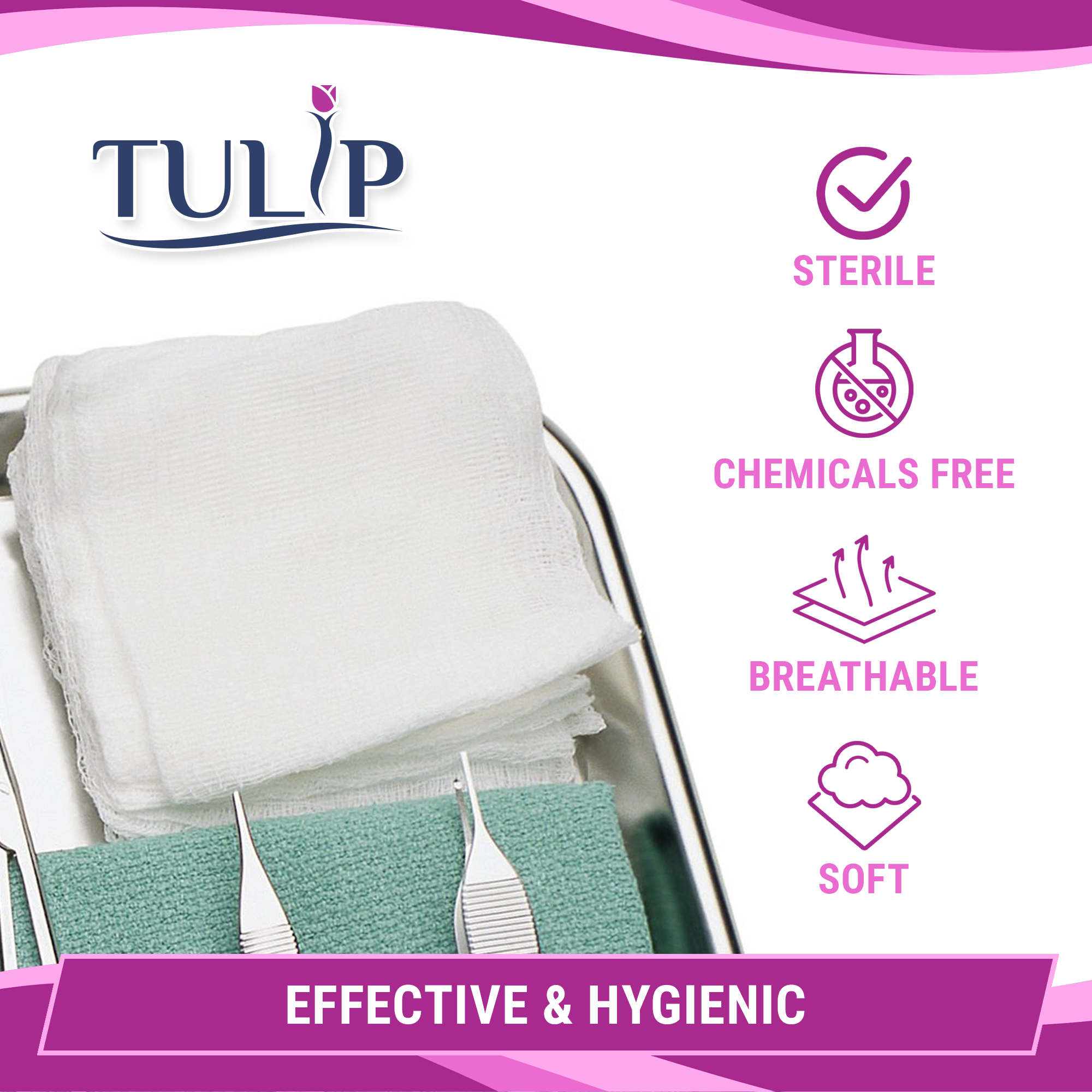 TULIP 4x4 Non-Sterile Gauze Sponges 4-Ply (2000 Count) - back view | DoctorSupplies.com