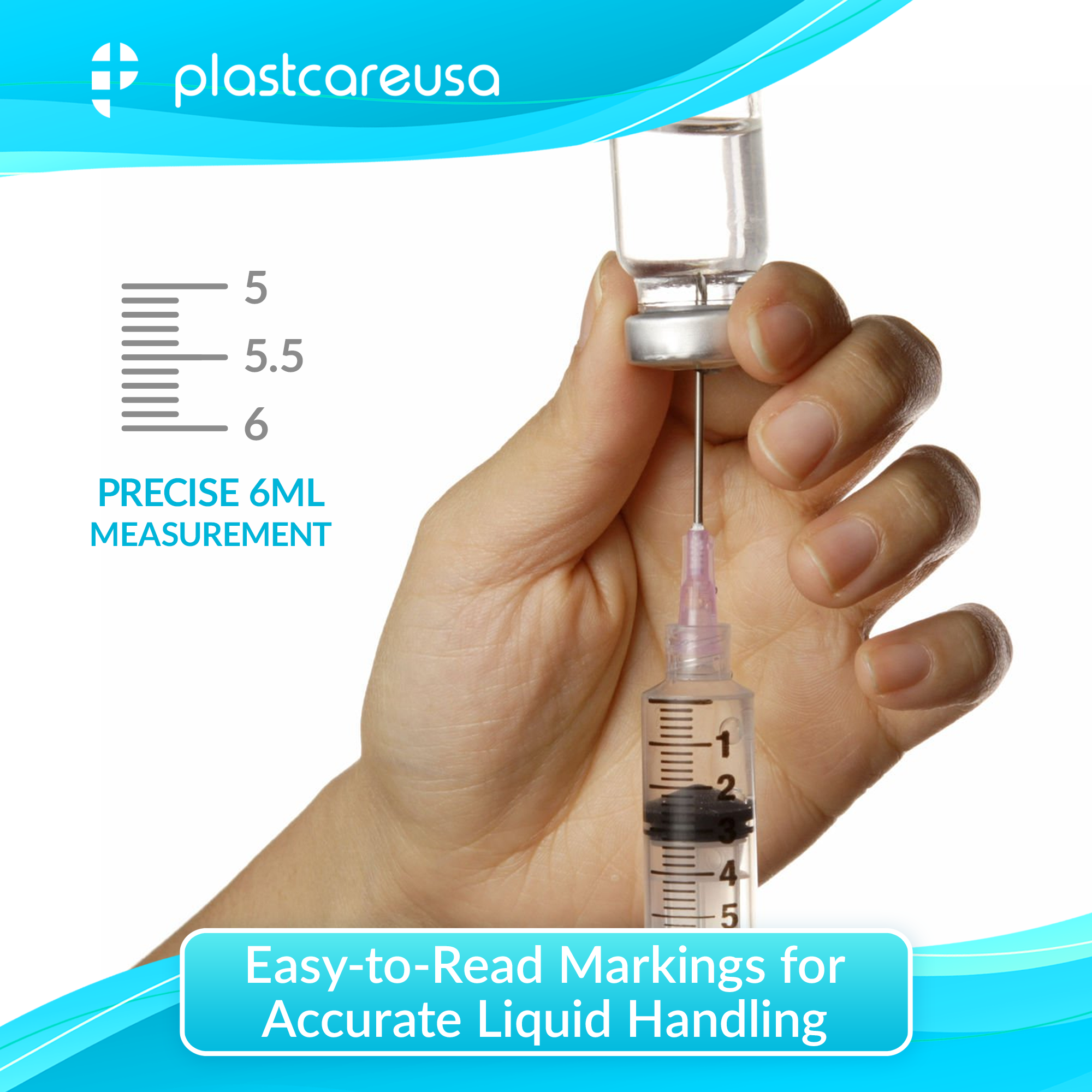 6ml Luer Lock Syringes Non-Sterile 100-Pack | Bulk Medical - side view | DoctorSupplies.com