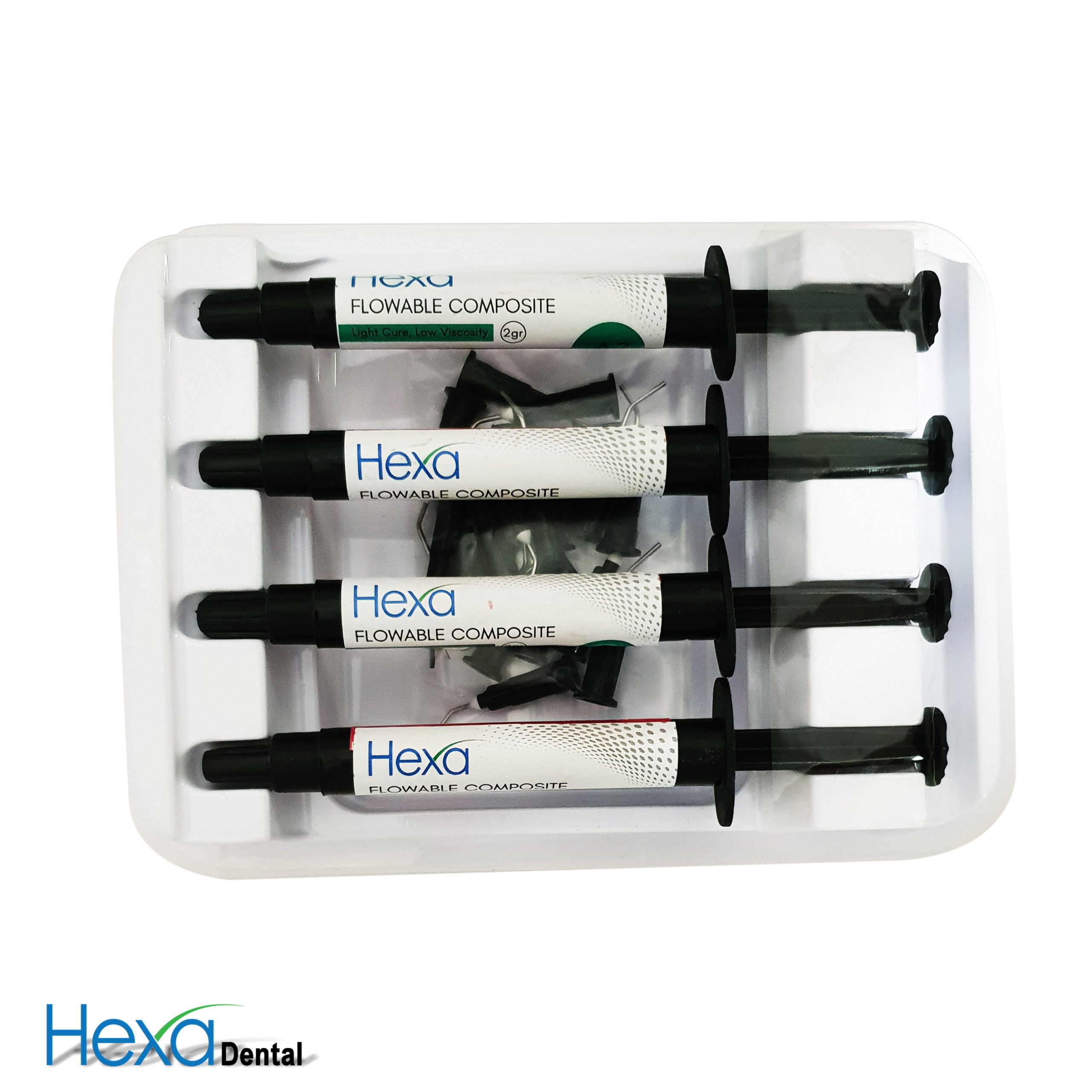 Hexa A1 Flowable Composite Light Cure (4x2g + 20 Tips) - front view | DoctorSupplies.com
