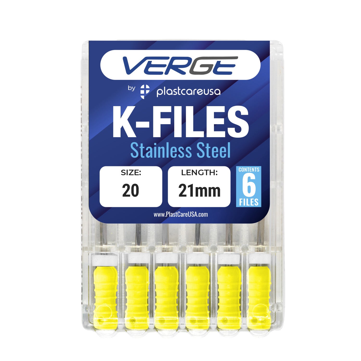 Size 20 Endodontic K-Files 21mm | Stainless Steel (6/Pack) | DoctorSupplies.com
