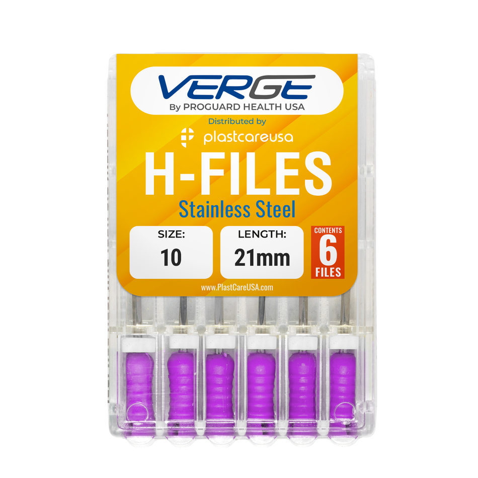 21mm Size 10 H Files Hedstrom Endodontic Stainless Steel Dental Root Canal Files (Pack of 6) - My DDS Supply