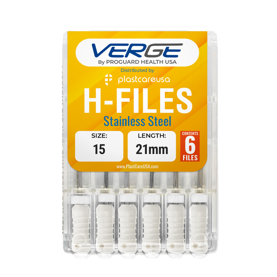 21mm Size 15 H Files Hedstrom Endodontic Stainless Steel Dental Root Canal Files (Pack of 6)
