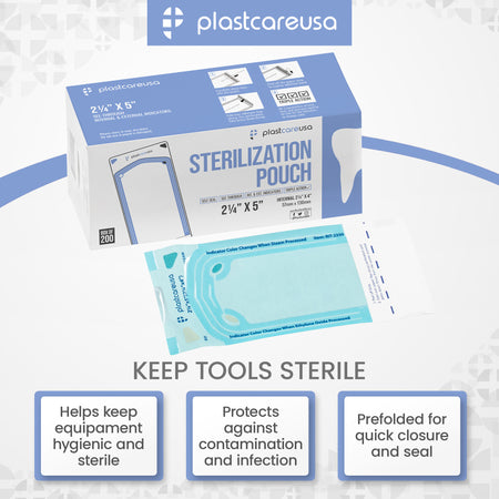 200 Self-Sealing Sterilization Pouches 2.25x4 - PlastCare USA - back view | DoctorSupplies.com