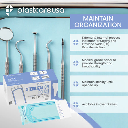 200 Self-Sealing Sterilization Pouches 2.25x4 - PlastCare USA - detail view | DoctorSupplies.com