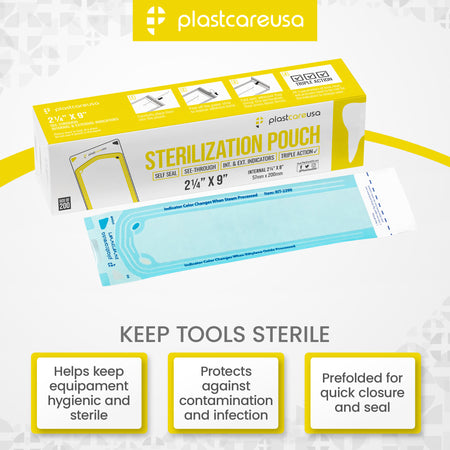 200 Self-Sealing Sterilization Pouches 2.25x8" Autoclave - back view | DoctorSupplies.com