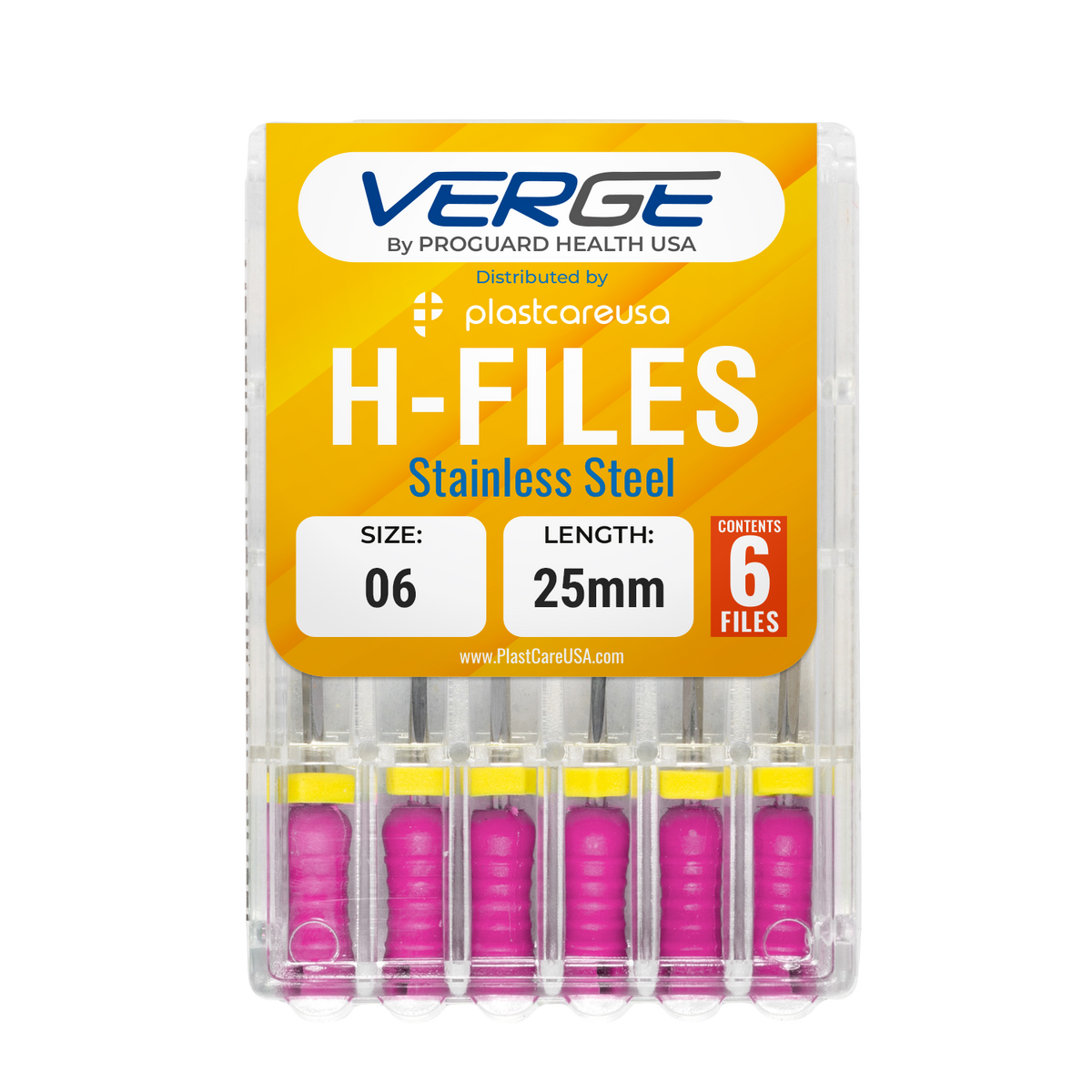 25mm Size 6 H Files Hedstrom Endodontic Stainless Steel Dental Root Canal Files (Pack of 6) - My DDS Supply