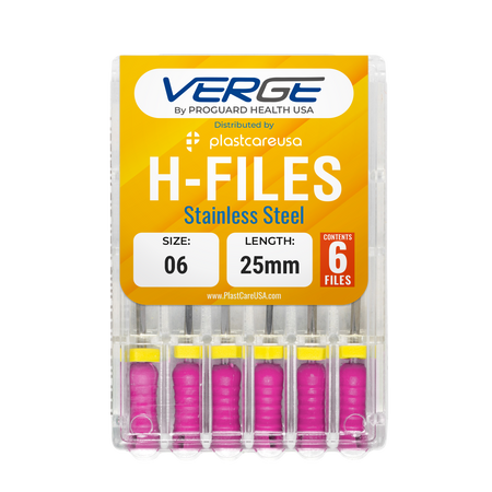 25mm Size 6 H Files Hedstrom Endodontic Stainless Steel Dental Root Canal Files (Pack of 6) - My DDS Supply
