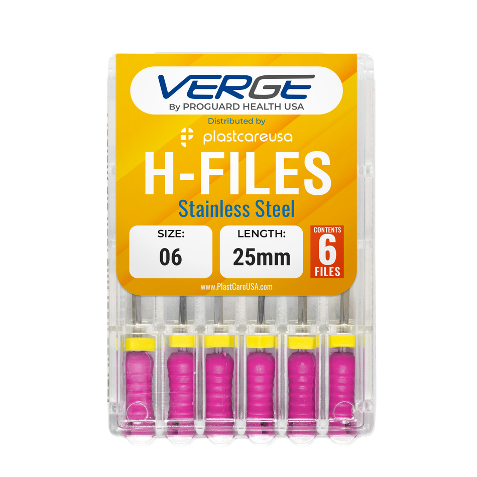25mm Size 6 H Files Hedstrom Endodontic Stainless Steel Dental Root Canal Files (Pack of 6) - My DDS Supply