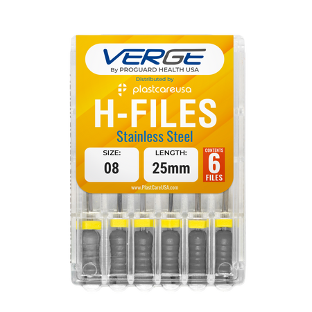25mm Size 8 H Files Hedstrom Endodontic Stainless Steel Dental Root Canal Files (Pack of 6) - My DDS Supply