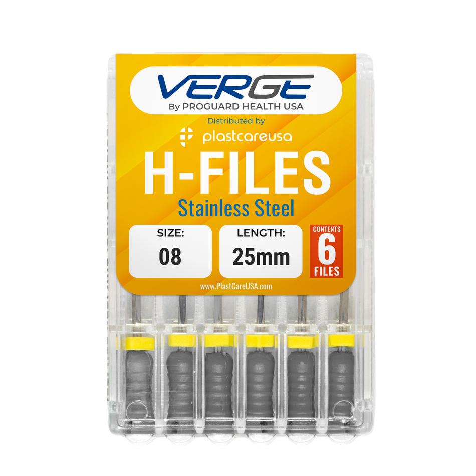25mm Size 8 H Files Hedstrom Endodontic Stainless Steel Dental Root Canal Files (Pack of 6) - My DDS Supply