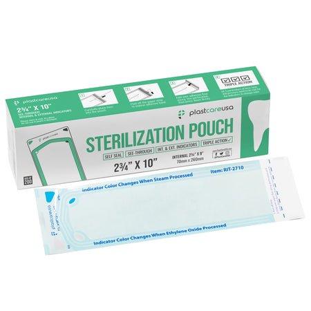 200 Self-Sealing Sterilization Pouches 2.75x10" - PlastCare USA | DoctorSupplies.com