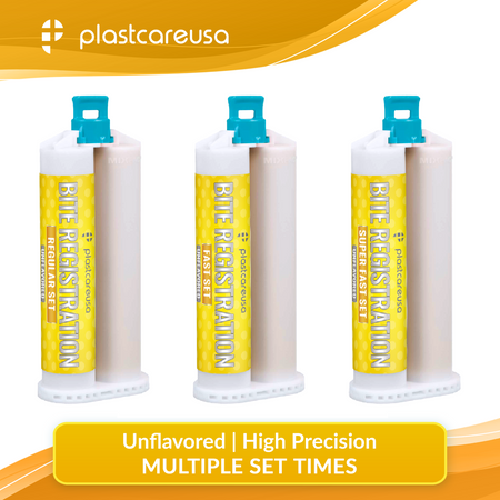4 Unflavored Regular Set Bite Registration Material 50ml Cartridges by PlastCare USA - side view | DoctorSupplies.com