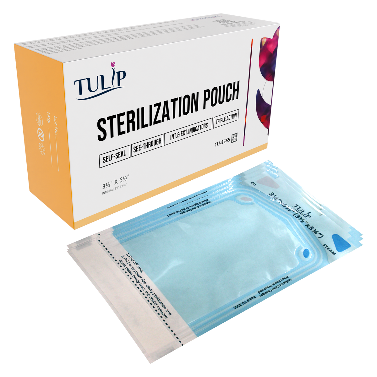 TULIP Self-Sealing Sterilization Pouches 3.5x5.25" - 200 Pack | DoctorSupplies.com