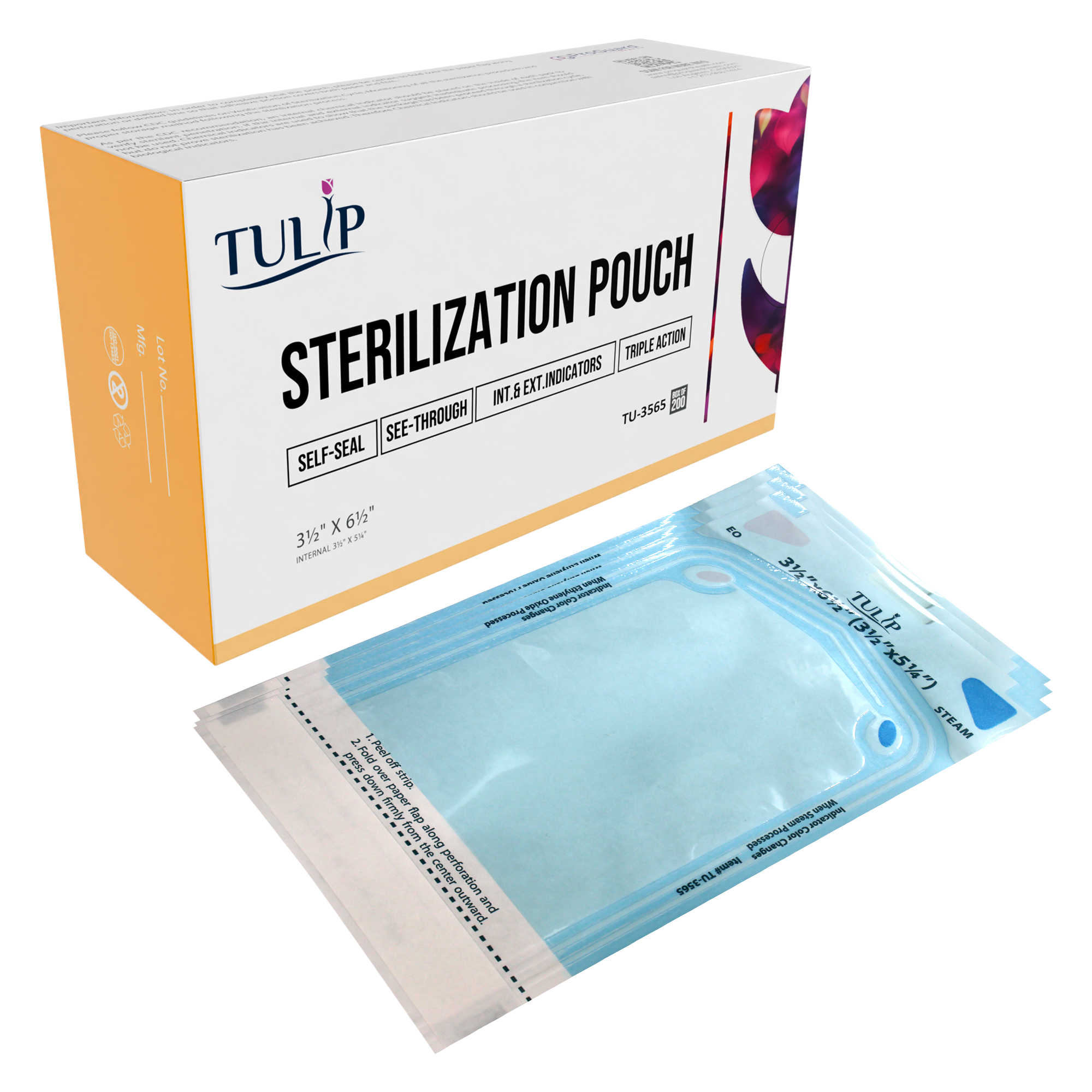 TULIP Self-Sealing Sterilization Pouches 3.5x5.25" - 200 Pack | DoctorSupplies.com